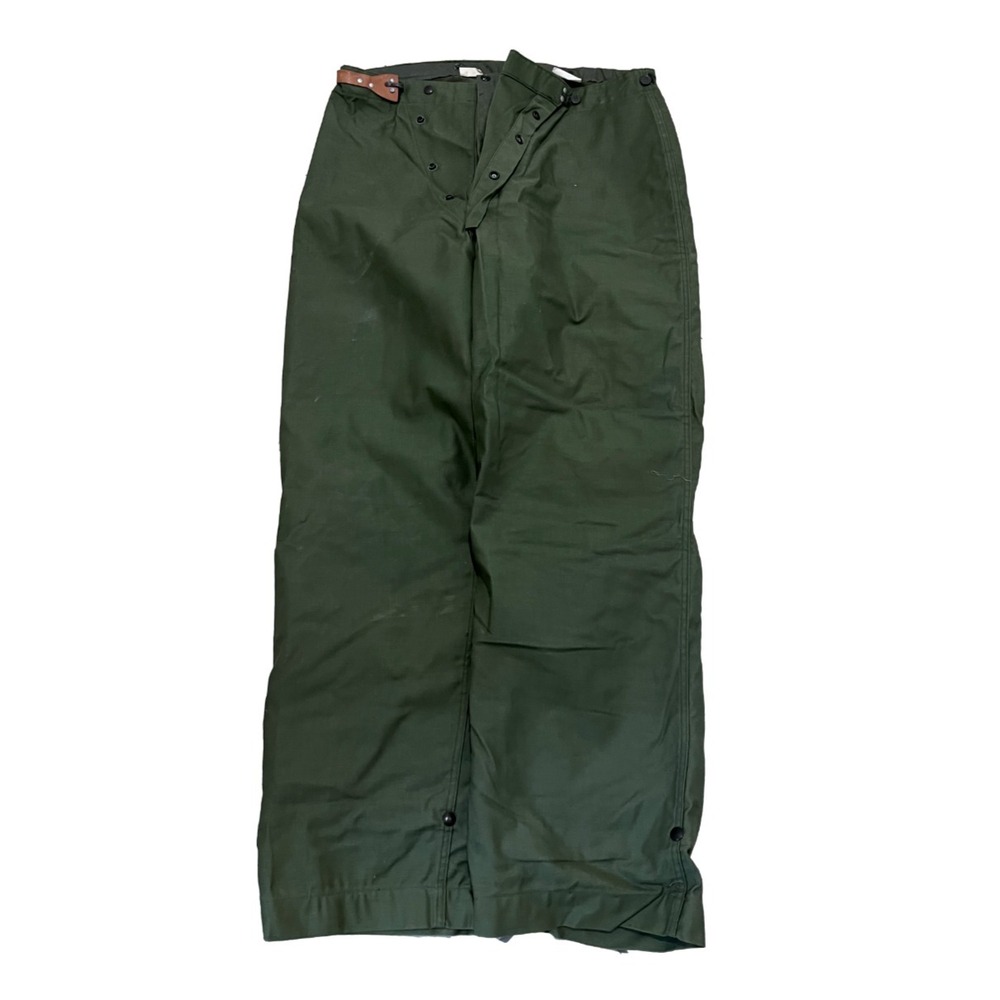Vintage Military Fireman Turnout Trousers 38x32 Olive Drab Wool Liner DSA-1960
